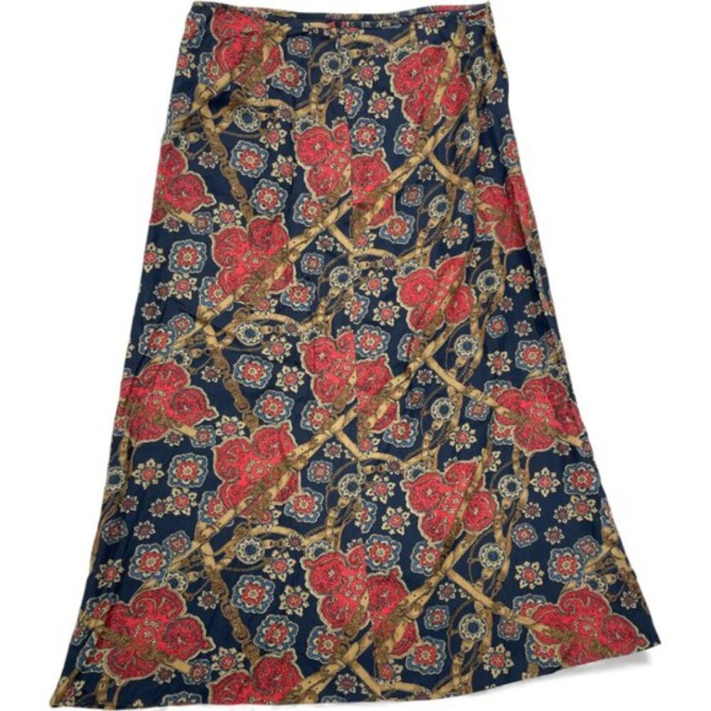 Vintage Pendleton Western Cowgirl Maxi Skirt Navy Red Paisley Size 12 NEW Tags - Picture 3 of 10